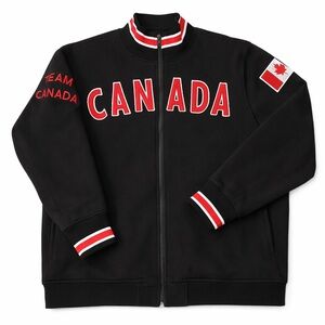 Team Canada Vintage Style Black Full Zip Sweater Jacket With Embroidery XL